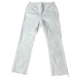 Good American White Straight Crop Leg Jeans Womens 10 Raw Hem